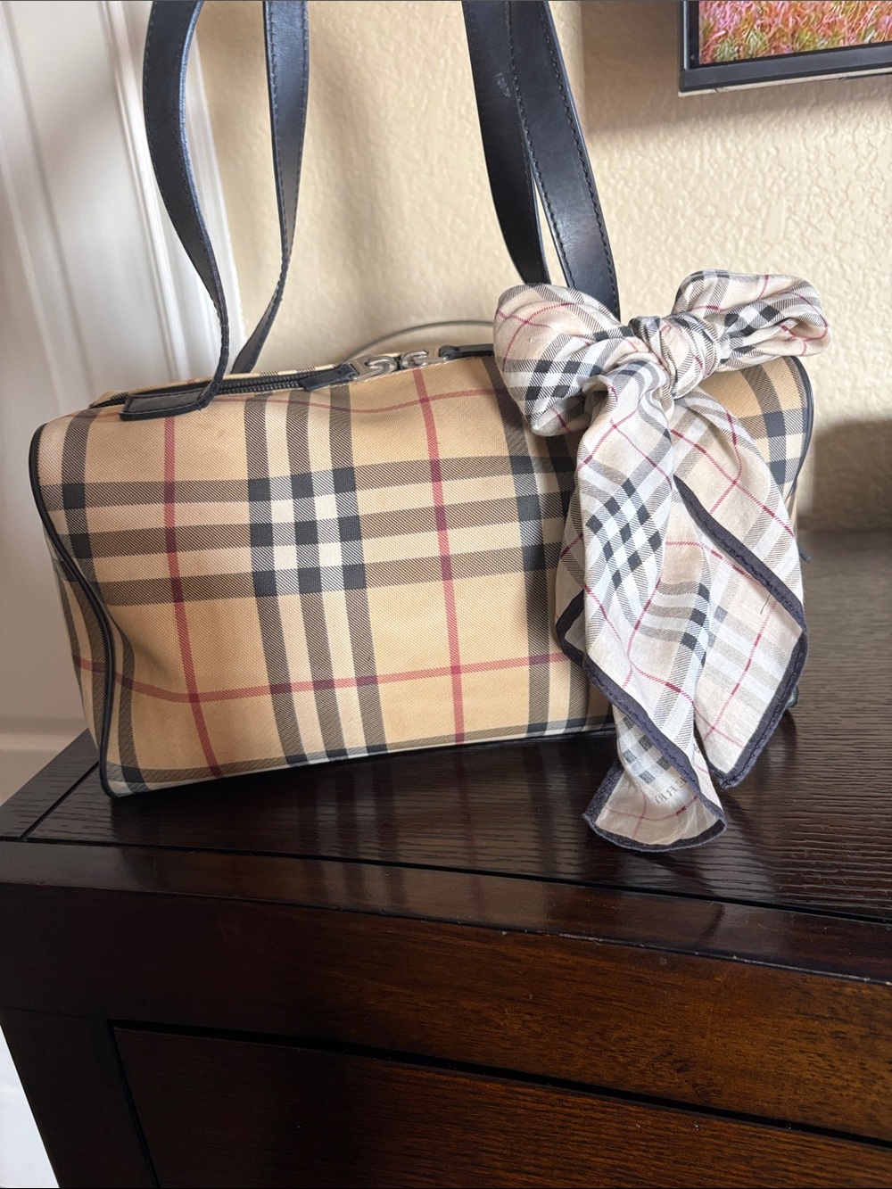 Burberry London Nova Check Bowler/Doctor Style Satchel